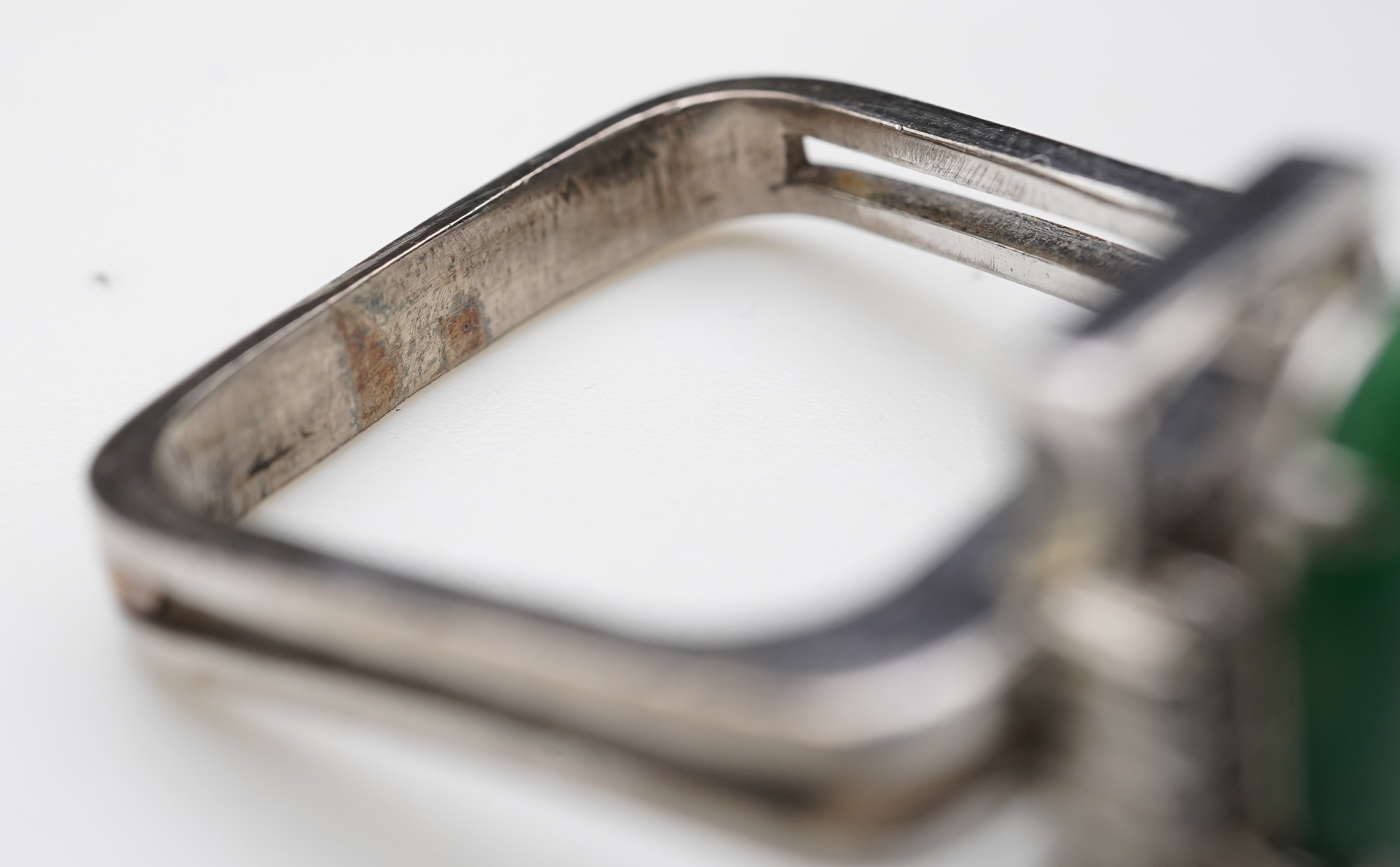 A jadeite bracelet and ring